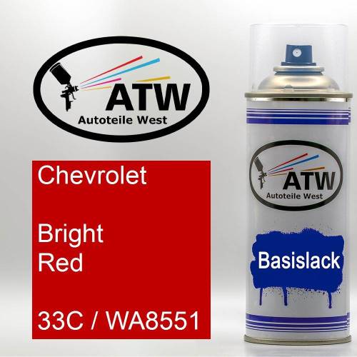 Chevrolet, Bright Red, 33C / WA8551: 400ml Sprühdose, von ATW Autoteile West.